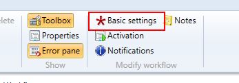 Basic settings button